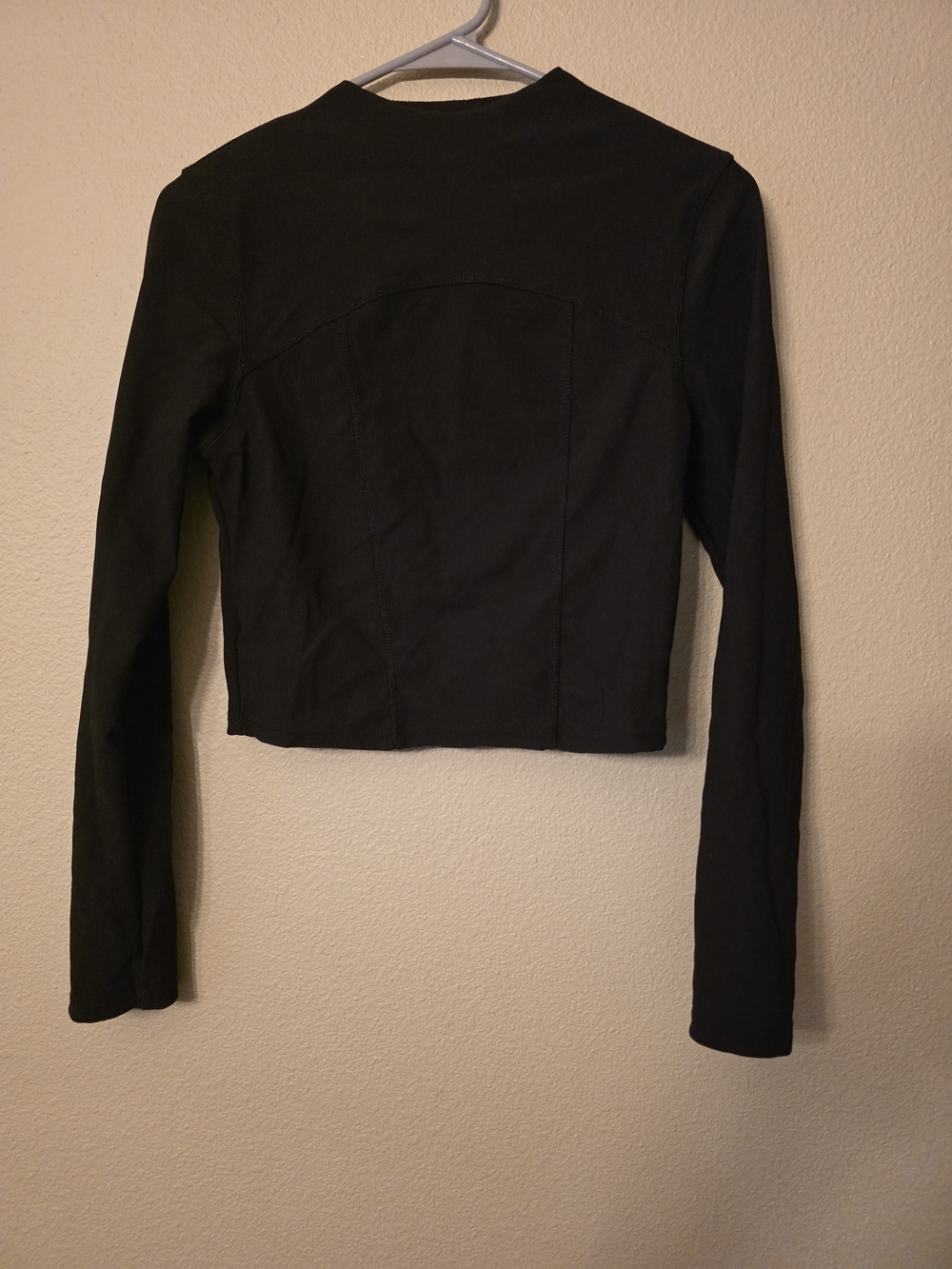 LASLULU YOGA SHIRT Black Long-Sleeve Cropped Jacket Top
